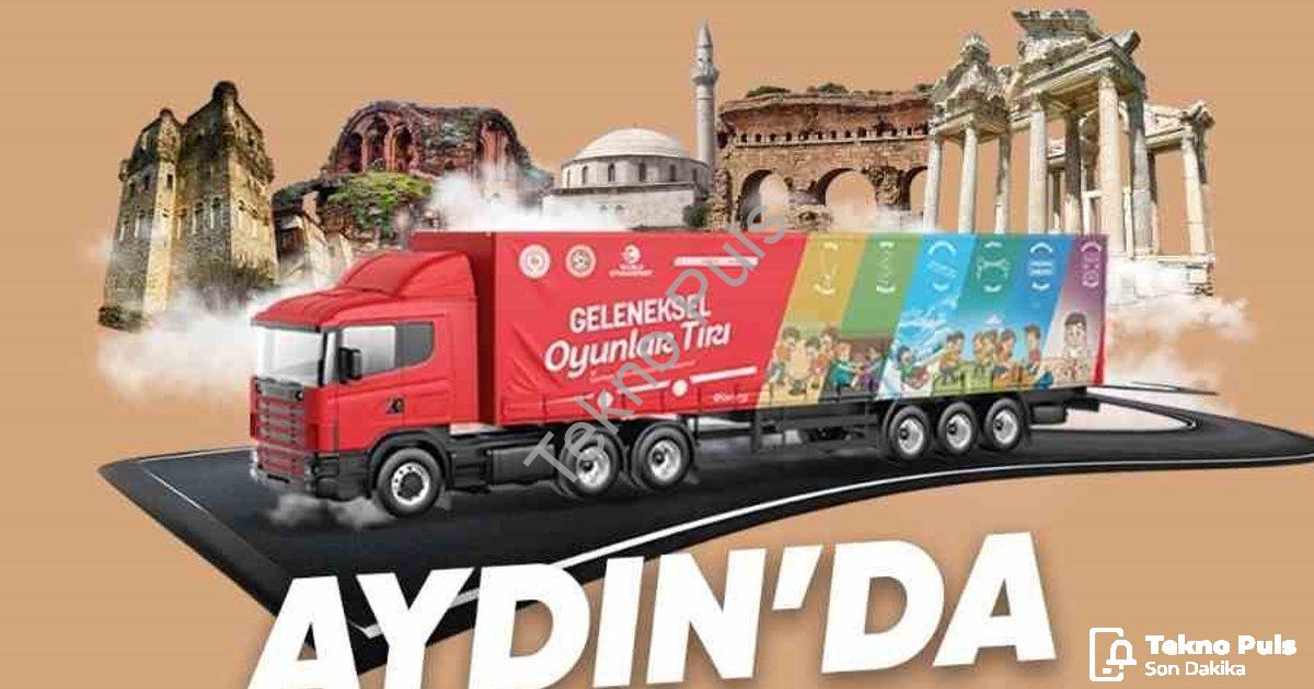 "Aydın'da Nostalji Şöleni: Geleneksel Oyunlar Tırı Geliyor" başlıklı haber için fotorealistik, profe