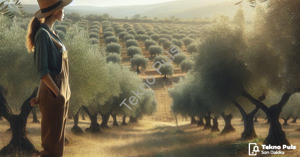 "Genç Kadın Çiftçi Gül Dural Huzuru Zeytin Bahçesinde Buldu" başlıklı haber için fotorealistik, prof