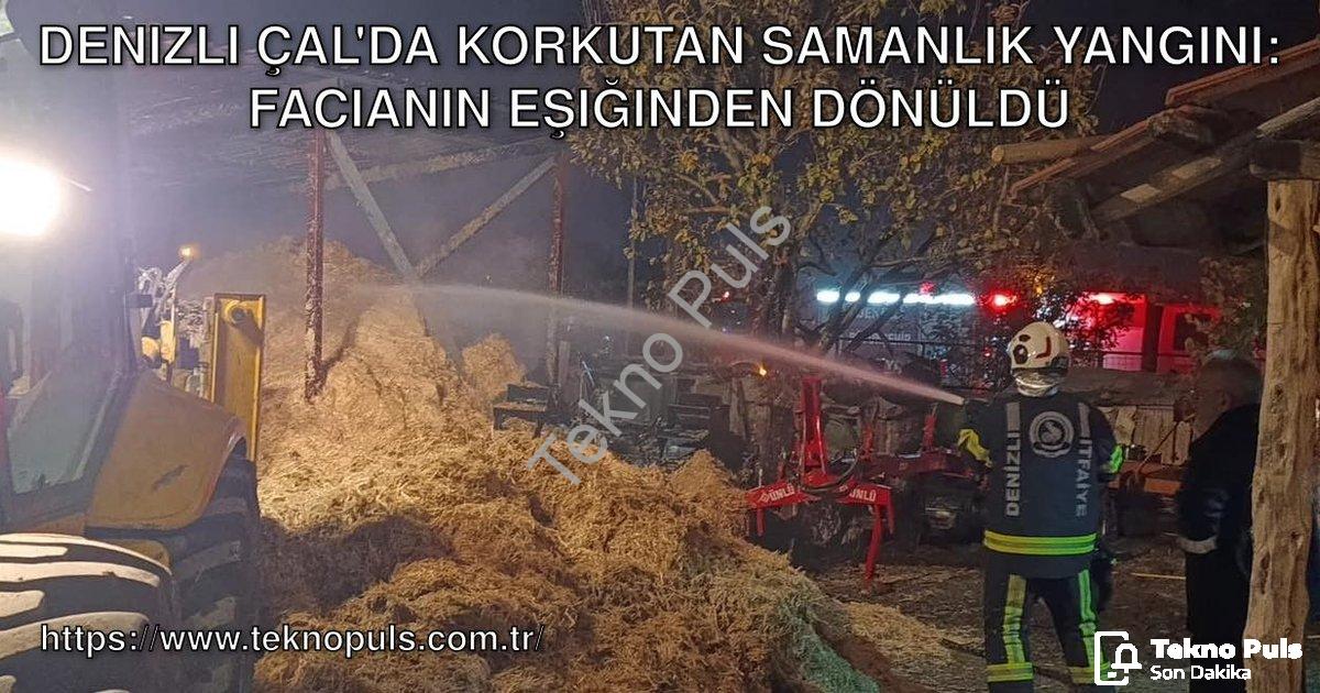 "Denizli Çal'da Korkutan Samanlık Yangını: Facianın Eşiğinden Dönüldü" başlıklı haber için fotoreali