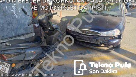 Aydın Efeler’de Korkutan Kaza: Otomobil ve Motosiklet Çarpıştı