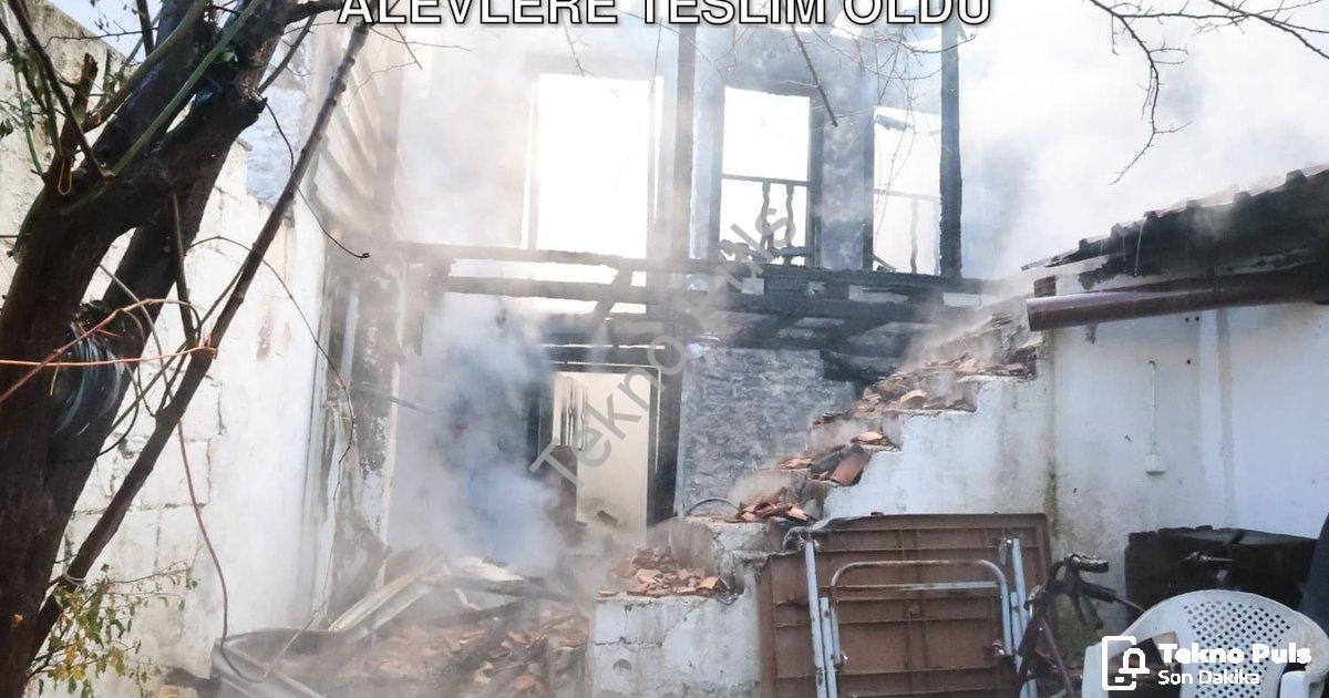 "Muğla Menteşe'de Korkutan Gece: İki Ev Alevlere Teslim Oldu" başlıklı haber için fotorealistik, pro
