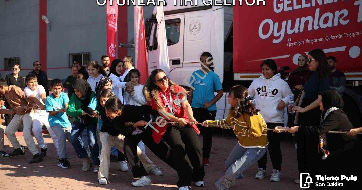 "Manisa'da Nostalji Rüzgarı: Geleneksel Oyunlar Tırı Geliyor" başlıklı haber için fotorealistik, pro