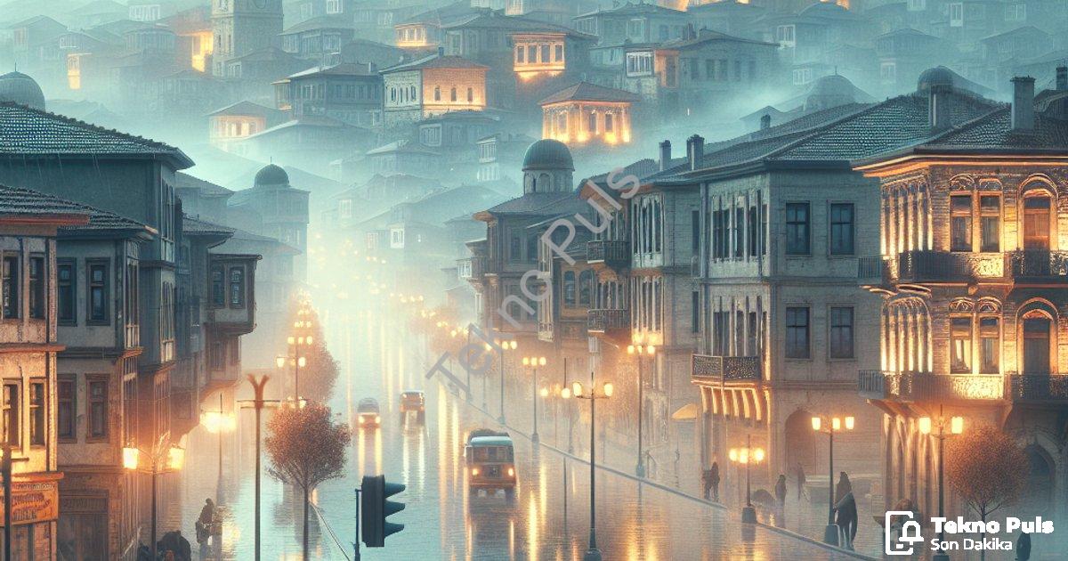 "Denizli'de Sağanak Sonrası Yoğun Sis: Görüş Mesafesi Düştü" başlıklı haber için fotorealistik, prof