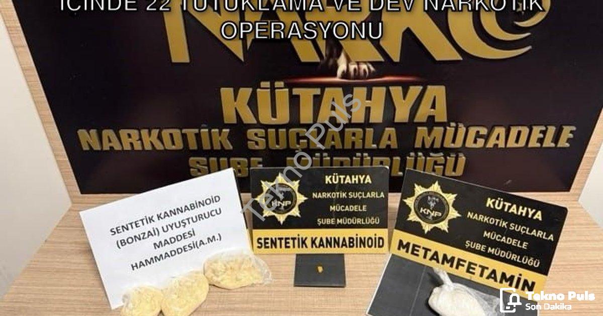 "Kütahya'da Suçlulara Geçit Yok: 2 Hafta İçinde 22 Tutuklama ve Dev Narkotik Operasyonu" başlıklı ha