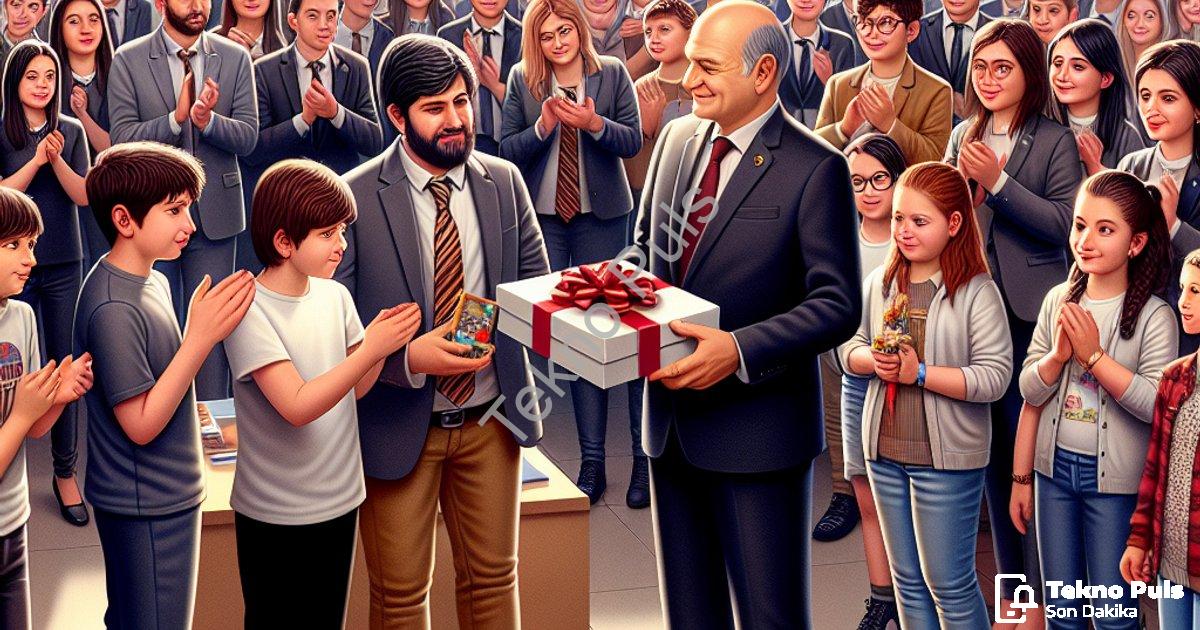 "Hisarcık'ta Özel Öğrencilerden Kaymakam Atam'a Duygusal Ziyaret" başlıklı haber için fotorealistik,